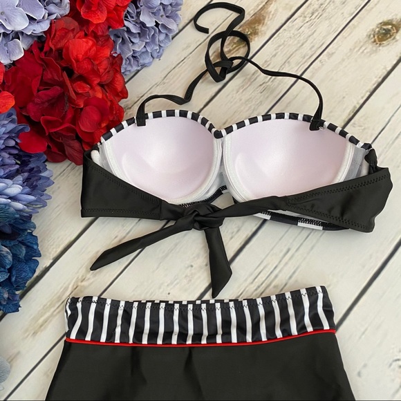 Retro Black & White Dot High Waist Push-Up Bikini - Picture 13 of 16